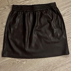 BABATON Flags Vegan Leather Skirt - SMALL - Dark Brown